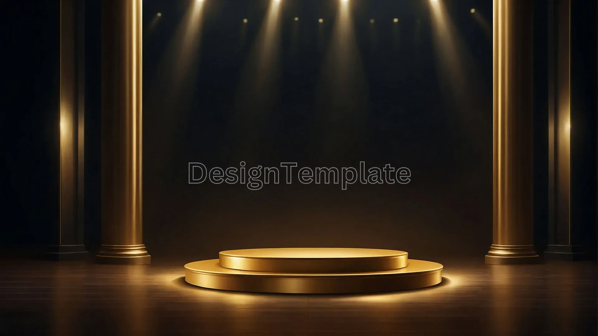 Gold Podium on Dark Background PNG Circular Podium Photo in the Middle